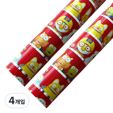 솔로몬샵 뽀로로 비닐롤포장지 대 18m, 레드, 4개입