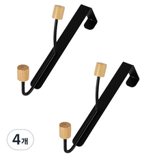 덴빌리어 우드볼 멀티 문걸이 도어후크 25mm용 19 x 2.5 cm, 블랙, 4개