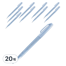 Pentel 飛龍文具 毛筆簽字筆 SES15C-S3, 灰藍色, 20個