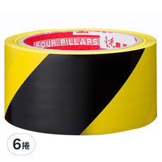 DEER BRAND 鹿頭牌 PVC警示膠帶, 黑色 + 黃色, 6捲