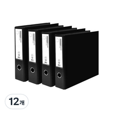 Alpha mall 合紙D型環活頁夾 KD-301 A4 3孔 3cm 200張, 黑色, 12個