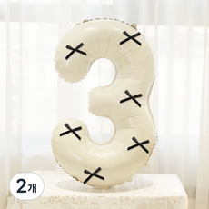 Mimi Party 緞帶大型數字氣球 100cm 3, 2個, 奶油黑