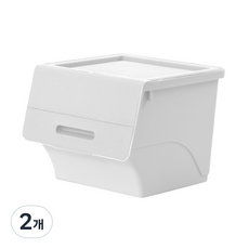 블럭마트 전면 개방 플립 보관함, 화이트, 2개
