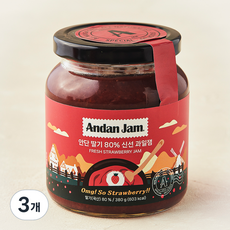 안단잼 딸기 80% 신선 과일 잼, 380g, 3개