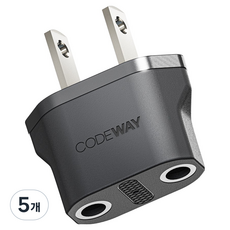 코드웨이 돼지코 220V 변환 110V 플러그, 40mm, 블랙, 5개