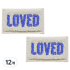 동대문단추왕 열접착식 자수 와펜 패치 보슬이LOVED, 블루, 12개