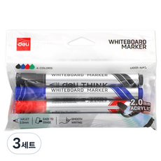 deLi 得力 白板筆混合套組, 紅色, 黑色, 藍色, 綠色, 3套