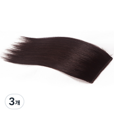 하이유니 인모 헤어뽕 똑딱이 붙임머리 피스 8 x 20 cm, 다크브라운, 3개