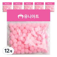 유니아트 1000 퐁퐁 12mm, 분홍, 12개