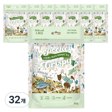 네츄럴랩 포켓 크리스피 고양이간식 스낵, 혼합맛(참치/새싹보리), 80g, 32개
