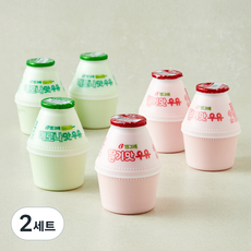 빙그레 딸기맛 우유 240ml x 3개입 + 메로나 우유 240ml x 3개입 세트, 2세트