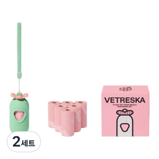 베트레스카 모몽 강아지 풉백 + 디스펜서 세트, 플라워, 7개입, 2세트