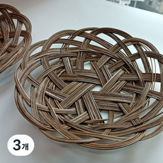 藤編小舖 印尼竹製藤編籃 圓形托盤 J039, 3個, 自然色