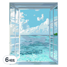 플레이어바웃 DIY 명화 유화 그림그리기 세트 40 x 50 cm, 창문의 해변, 6세트