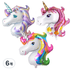 LivingDA 大型獨角獸鋁箔氣球, 彩虹, 粉彩, 花朵, 6個