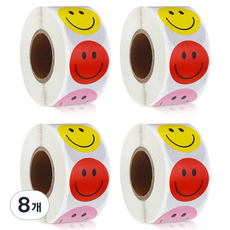 Khohimo 圓形笑臉貼紙 25mm 5W0364 500p, 8個, 混色