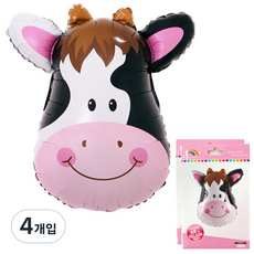 PartyPang 動物鋁箔氣球, 乳牛 (白色), 4入