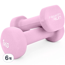 Health RUN 美容啞鈴 氯丁橡膠 淺粉紅色, 1kg, 6個