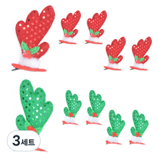 파티쇼 루돌프 날개 머리핀 2종, 레드 그린, 3세트