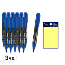 Monami Sigmaflo 液態油性麥克筆 120 藍色 12支 + Tucoby 便利貼組, 黃色, 3套