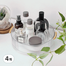 데미무드 물결 1단 회전 화장품 정리함, 투명, 4개
