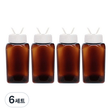 병도매닷컴 조미료 갈색 용기 52 x 110 mm + 흰색 뚜껑, 6세트, 갈색 용기(4p) + 흰색 뚜껑(4p)