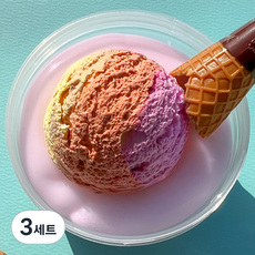 내맘대로 아이스크림 점토 300g + 슬라임베이스 + 케이스 210ml + 액티베이터 10ml + 콘파츠, 3세트, 딸기초코바나나(점토), 랜덤발송(슬라임베이스)