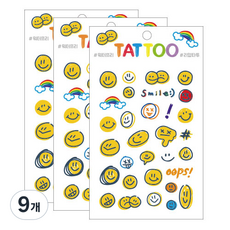 Petit 迷你紋身貼紙 TS001, 笑臉, 9個