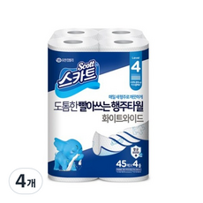 스카트 도톰한 화이트와이드 행주타월, 4개입, 4개