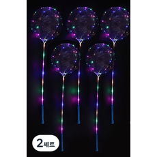 BYOORABYOO LED透明氣球 夜光派對慶典氣球組 5入 + 手動打氣筒組, 2套, 混合顏色