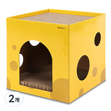 딩동펫 고양이 사각치즈 스크래쳐 하우스, 혼합색상, 2개