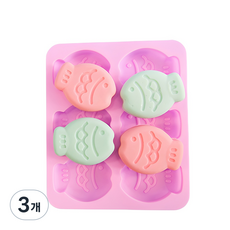 鯛魚燒6格肥皂模具, 隨機出貨, 3個