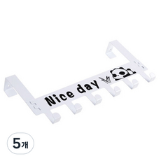 크레바스 압연 도어훅 옷걸이, 5개, 화이트