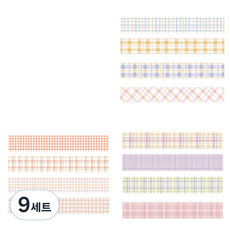 格紋圖案彩色紙膠帶 20mm x 2m 4入組, 9套, 20 鹽之花,桃子,霧