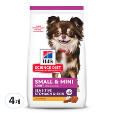 힐스사이언스다이어트 강아지 어덜트 스몰 앤 미니 기능성 사료, 피부/피모+장건강, 1.8kg, 4개