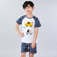 Kids Line 男童汽車印花短袖睡衣+5分短褲套裝