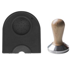 KALDIN 咖啡壓粉墊+玫瑰木咖啡壓粉器 51mm組, 1組, 黑色(墊子)+梧桐木