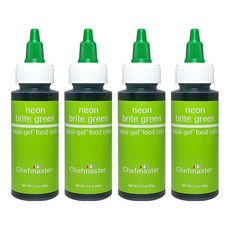 Chefmaster Liqua 凝膠食用色素霓虹亮綠色, 65g, 4瓶