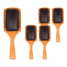 엉클킴 헤어 두피케어 우든 패들 브러쉬, 브라운, 5개