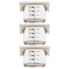 LocknLock 樂扣樂扣 GLASS 副食品圓形保鮮盒 230ml 適用於分裝、食用、冷凍和電鍋, 淺粉色, 3個