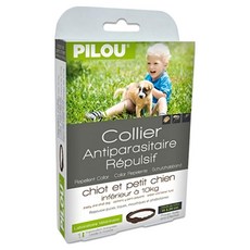 Pilou 皮樂 非藥用防蚤蝨防水項圈 植物配方 氣味自然清新 項圈可調整 防勒斃設計 具防水功能, 幼犬/小型犬用, 1個