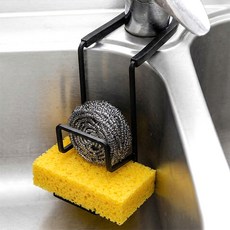 마메 싱크대 철제 수세미 2단 거치대, 블랙, 1개