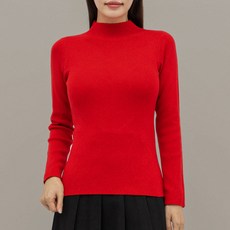 Elsso 女款柔軟秋冬高領羅紋內搭長袖羊毛混紡針織衫