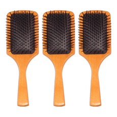 엉클킴 헤어 두피케어 우든 패들 브러쉬, 브라운, 3개