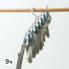 솔브리빙 깔끔 다용도 양말 모자 집게형 정리 보관, 블루, 9개