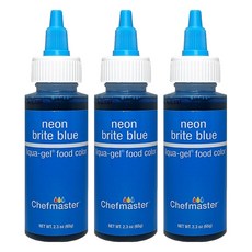셰프마스터 리쿠아젤 식용색소 네온 브라이트 블루, 65g, 3개