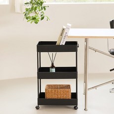 Nature Living 3層移動式收納推車, 黑色, 3層