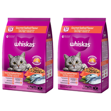 whiskas 偉嘉 貓乾糧, 海鯛鮮蝦口味, 1.2kg, 2袋