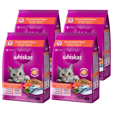 whiskas 偉嘉 貓乾糧, 海鯛鮮蝦口味, 1.2kg, 4袋