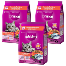whiskas 偉嘉 貓乾糧, 海鯛鮮蝦口味, 1.2kg, 3袋